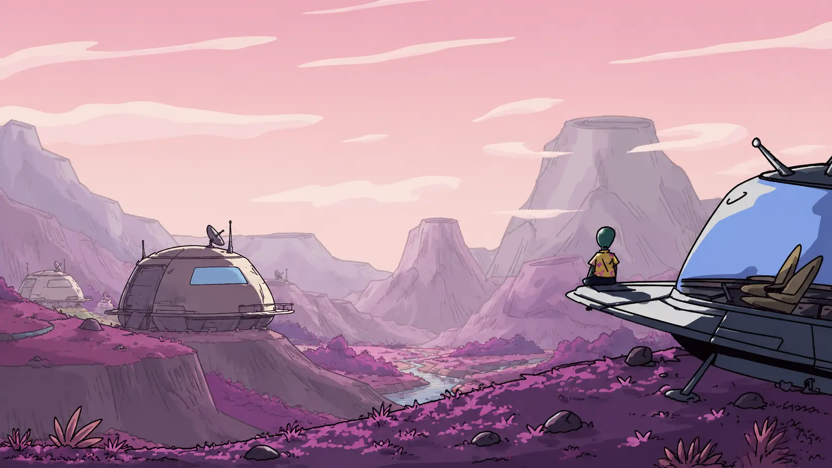 Daybreak over the valleys of planet Zorp