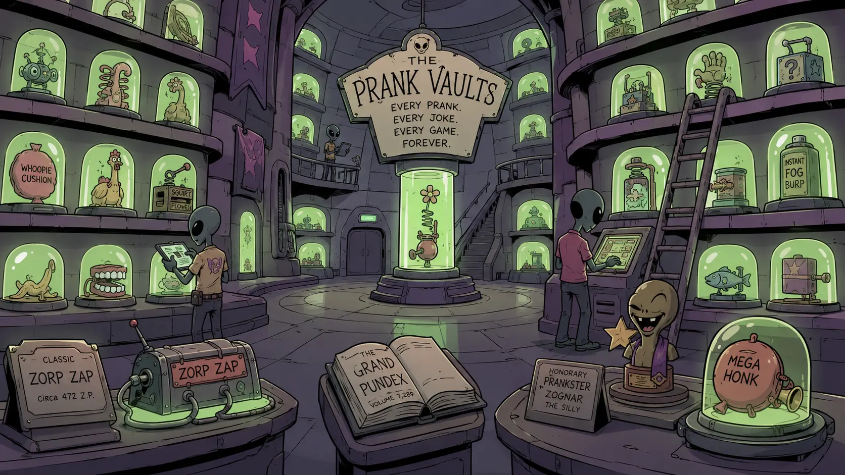 The Prank Vaults, on planet Zorp